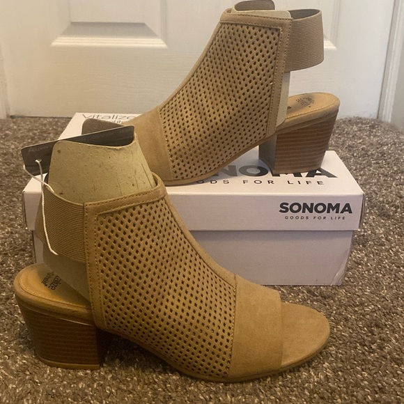 Sonoma Vitalize Ortholite Hostel Taupe Slingback Open Toe Ankle Boots sz 9 NIB - Picture 1 of 5